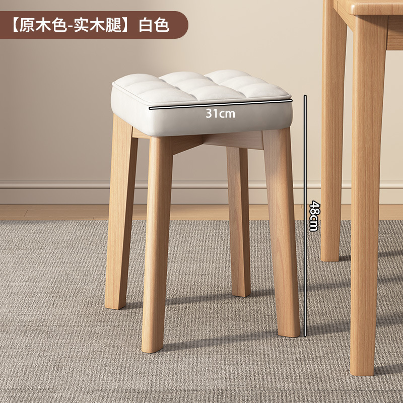 無垢材のスツール、家庭用の小さな正方形のベンチ、積み重ね可能なシンプルな丸いスツール、ドレッシングローチェア、リビングルームのダイニングテーブルと椅子、直販|undefined