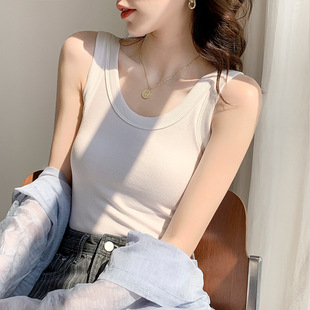 Dongdaemun Spring and Summer New Solid Color All-match Women's Vest plus size I-shaped Vest Outer Wear All-match Threaded Base Shirt