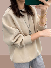 卫衣女款2025新款秋冬季休闲女士上衣无帽套头女士圆领