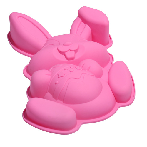 Factory Large Easter Christmas Bunny Holding Egg Baking Baking Food Grade Silicone Cake Mold
