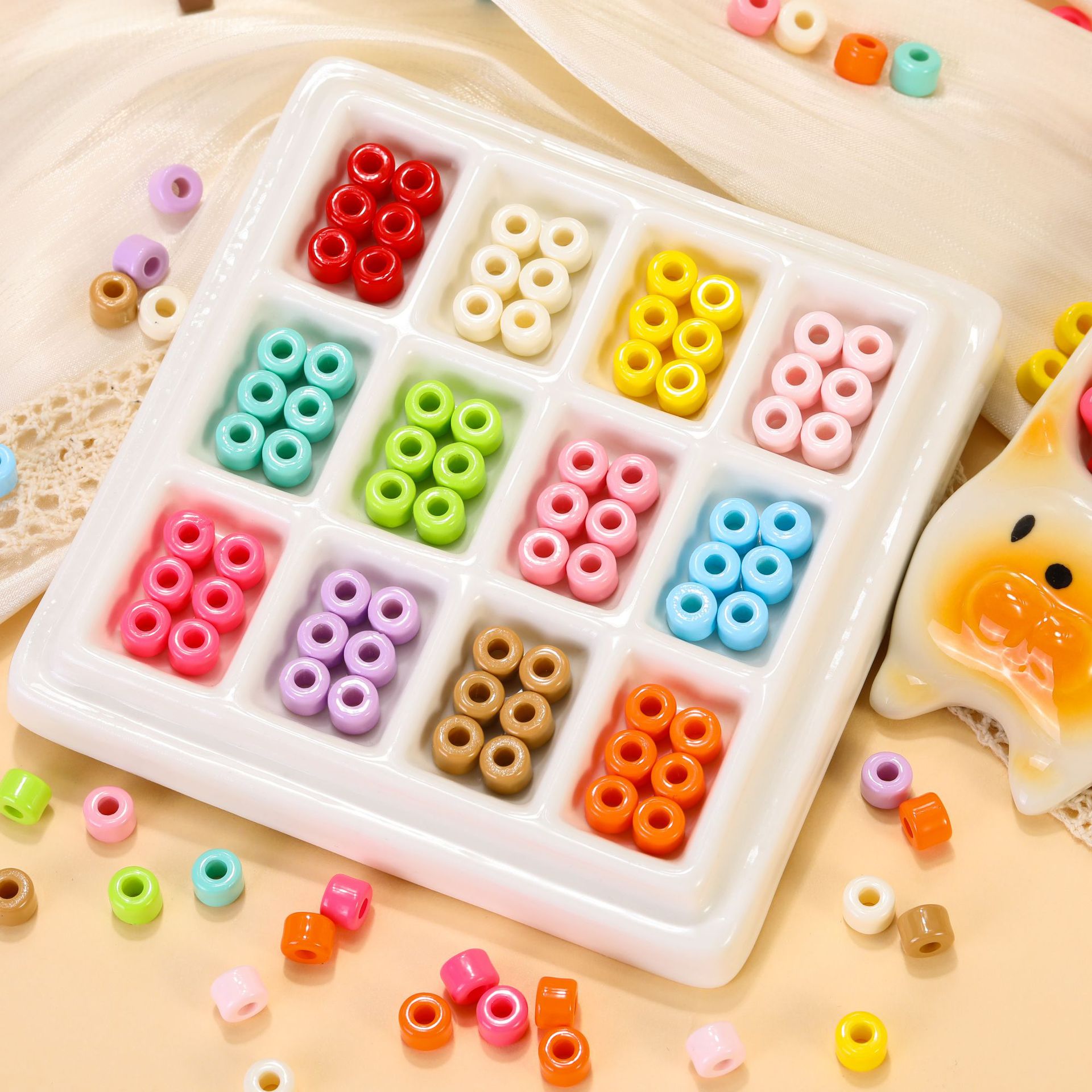 Colorful Acrylic Barrel Beads Large Hole Beads Loose Beads DIY Jewelry Accessories Mobile Phone Chain Bag Hanging Accessories Beading Materials