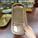 韩式不锈钢小吃盘火锅店自助餐调料金色餐盘方形扇形酒店毛巾托盘