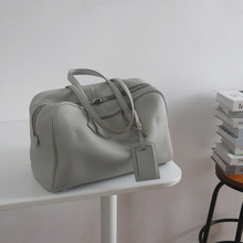 通勤系列~高级质感简约35cm保龄球TC头层牛皮维多利亚包手提包女