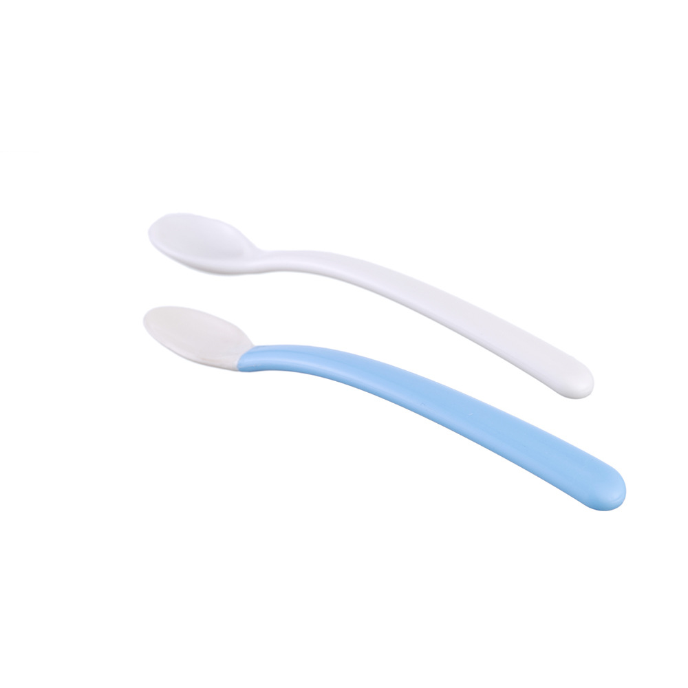Toukie poco travieso bebé cuchara silicona suave cabeza bebé suave y duro combinación cuchara 2 piezas de vajilla para niños