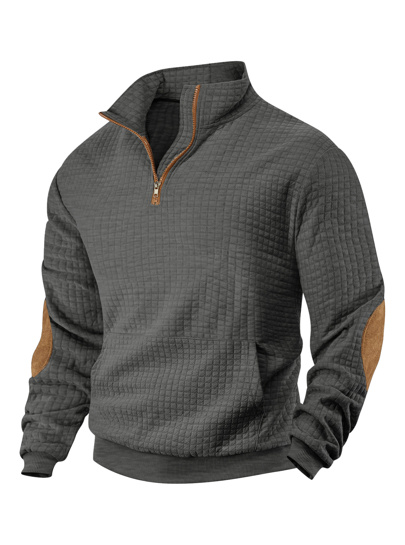 Europa y los Estados Unidos TK cross-border casual chaqueta deportiva Amazon Jacquard cuadrado pequeño cuello medio cremallera chaqueta waffle para hombre