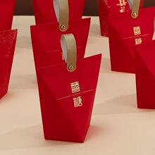 新款结婚喜糖盒子创意钻立方糖果包装纸盒中国风中式红色喜糖果袋