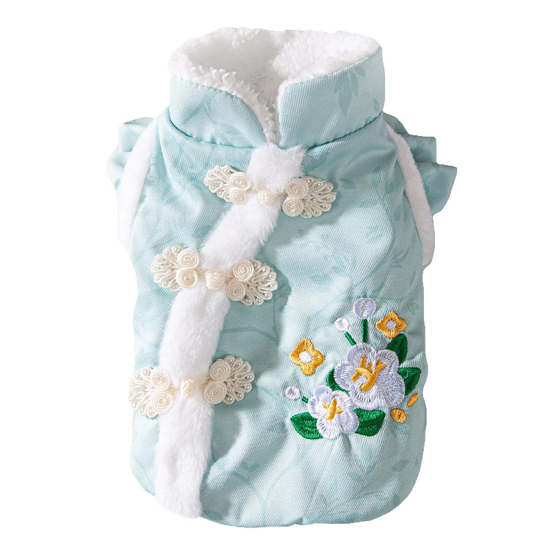 Otoño y invierno perros chinos abrazadera de algodón perros grandes de cabello dorado perros grandes Tang vestido de ropa de mascota Samoa dos pies