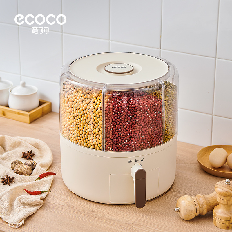 Caja de almacenamiento de granos compartimiento giratorio Cubo de arroz a prueba de insectos a prueba de humedad sellado hogar separado caja de almacenamiento de arroz olla de arroz