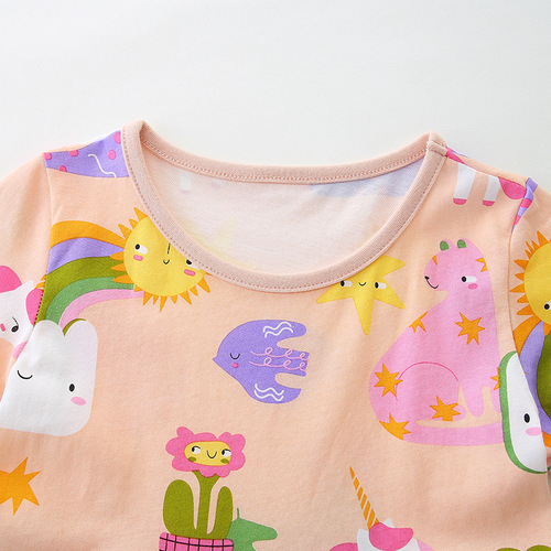 Cross-border source children's dresses European and American style children's cartoon printed princess dress 2024 summer new children's dress 