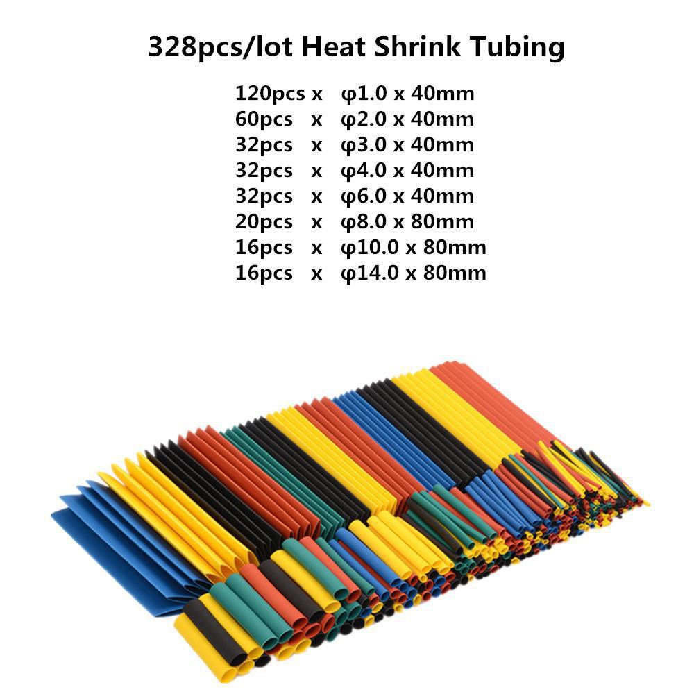 127 / 164 / 328/530PCS 热缩管绝缘套管家用DIY电工热收缩管阻燃