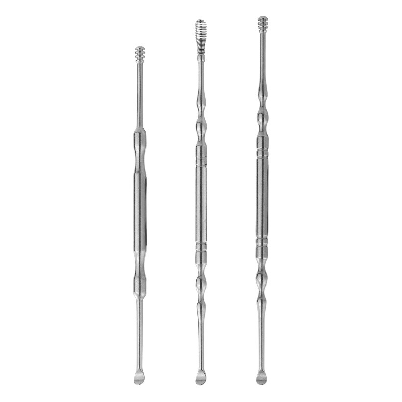 Spot Wholesale Stainless Steel Ear Scoop Double-Headed Spiral Ear Scoop Earwax Cleaner Ear Picking Tool