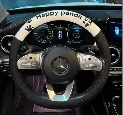 car steering wheel cover cute – Steering wheel cover - cotton-and-linen-waving-panda-steering-wheel-cover-38d-type-38cm