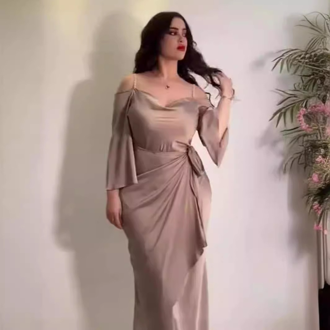 Spring and Summer 2024 Cross-border Foreign Trade Women's Clothing Independent Station ebay Sexy Sling Bag Hip Swing Collar Ball Evening Dress