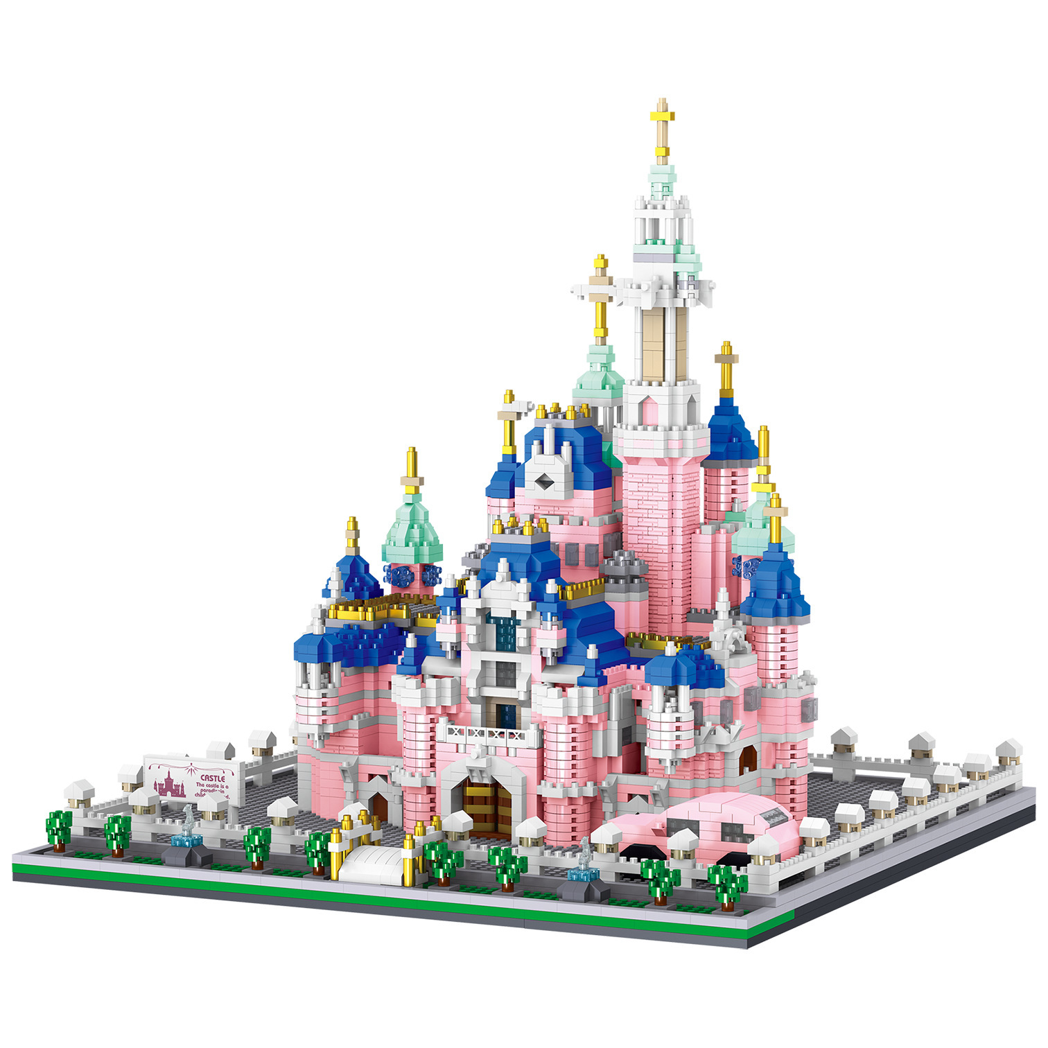 YN520 rosa sueño castillo paraíso miniatura pequeñas partículas de montaje bloques de construcción modelo de juguete