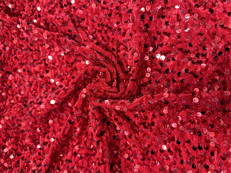 Otoño y invierno tela de terciopelo elástica 5mm oro espuma de cuentas de espuma de Navidad vestido de moda tela de sequilla image 18