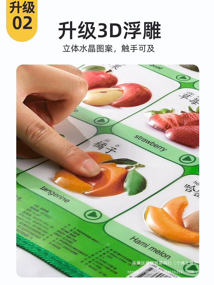 Развивающая аудио-настенная таблица для малышей: обучающие наклейки на стену с животными и фруктами для детей, игрушки для раннего развития