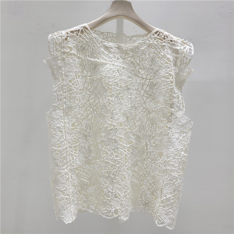 Diseño de sensación hueco plegable vestir chaleco sin mangas para mujeres verano 2026 nuevo tamaño grande graso mm plegable vestir una hermosa camisa