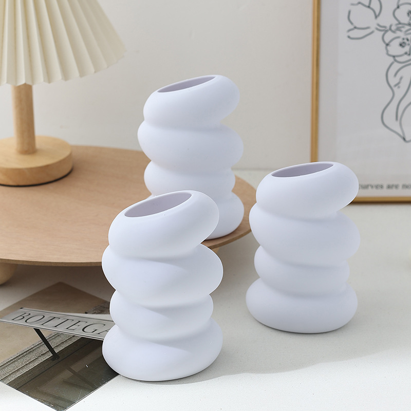 Nordic Style Plastic Pebble Vase Living Room Anti-Fall Artificial Vase Decoration Creative Simple Fresh Flower Vase