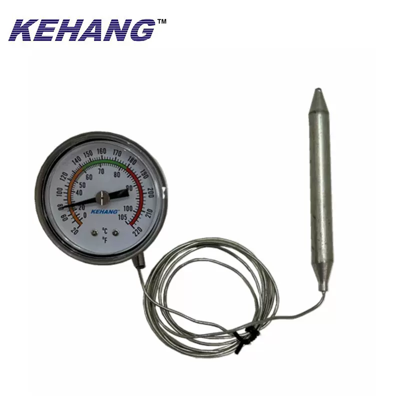 2寸不锈钢压力式温度计 液体蒸汽带毛细管远传温包温度表