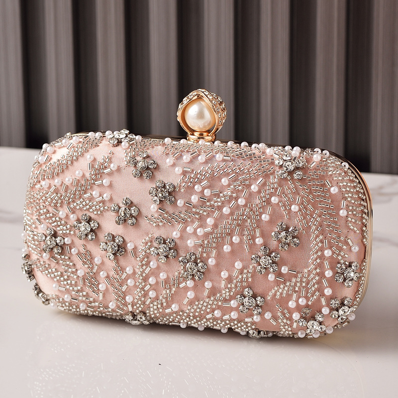 Nuevo bordado de perlas transfronterizas bolsas de cena de diamante bordado bolsas de fiesta bolsas de vestido de champán bolsas de novia