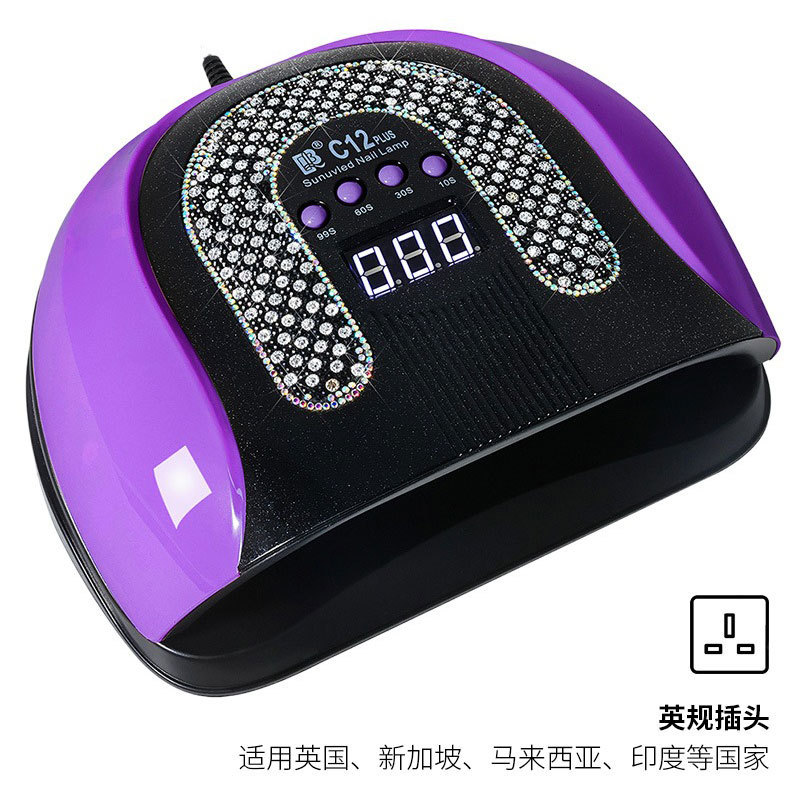 Lámpara de uñas Diamante creativo 256W Lámpara de fototerapia inteligente de alta potencia Luz UV Aceite de uñas de secado rápido Lámpara para hornear Lámpara transfronteriza