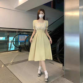 大码女装温柔风连衣裙女2025夏季胖妹妹显瘦遮肚子过膝长裙…