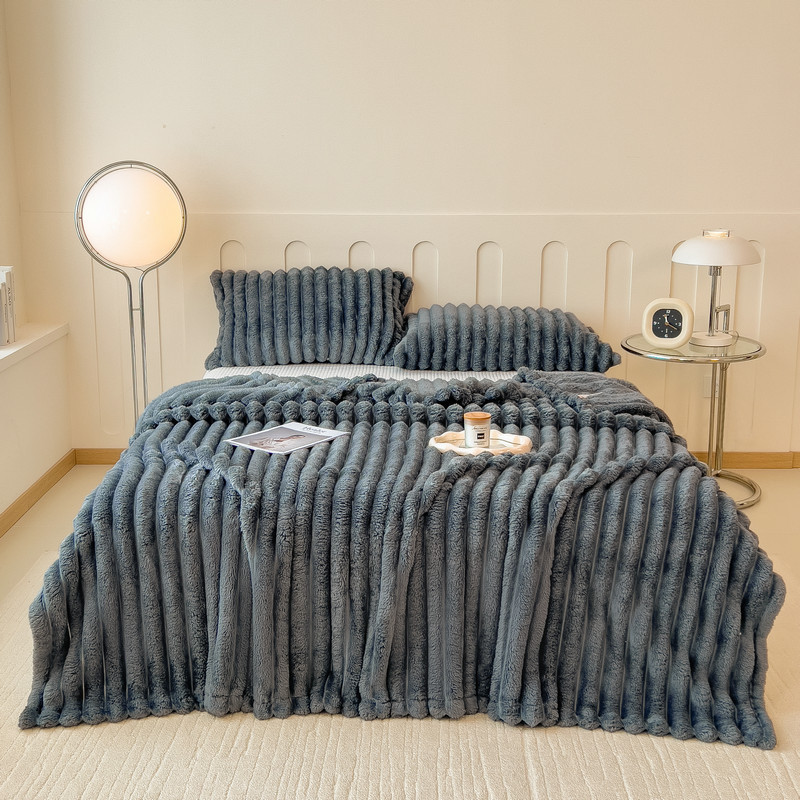 Luxurious Copy Rabbit Fur Throw Blanket Soft Warm Cozy跨境|undefined