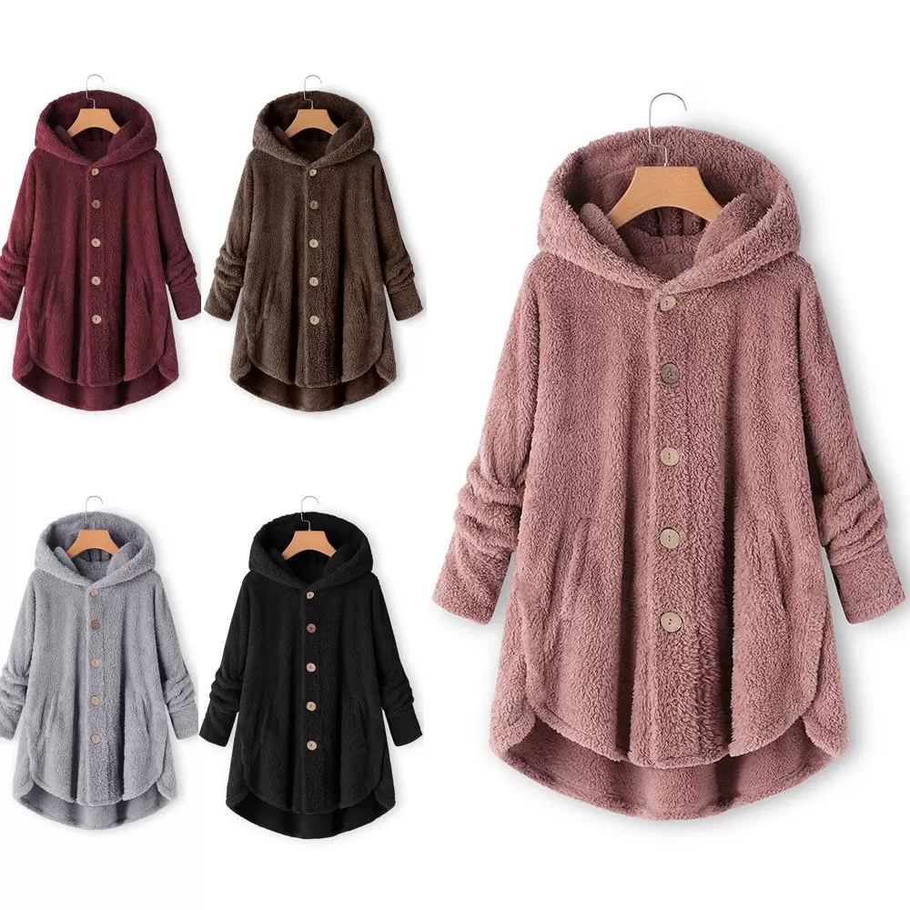 不规则女式潮牌外套2025跨境秋冬新款时尚女装纯色有口袋连帽绒衫