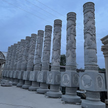 石雕盘龙柱 大理石柱子景观园林寺庙广场祥云石材雕塑厂家