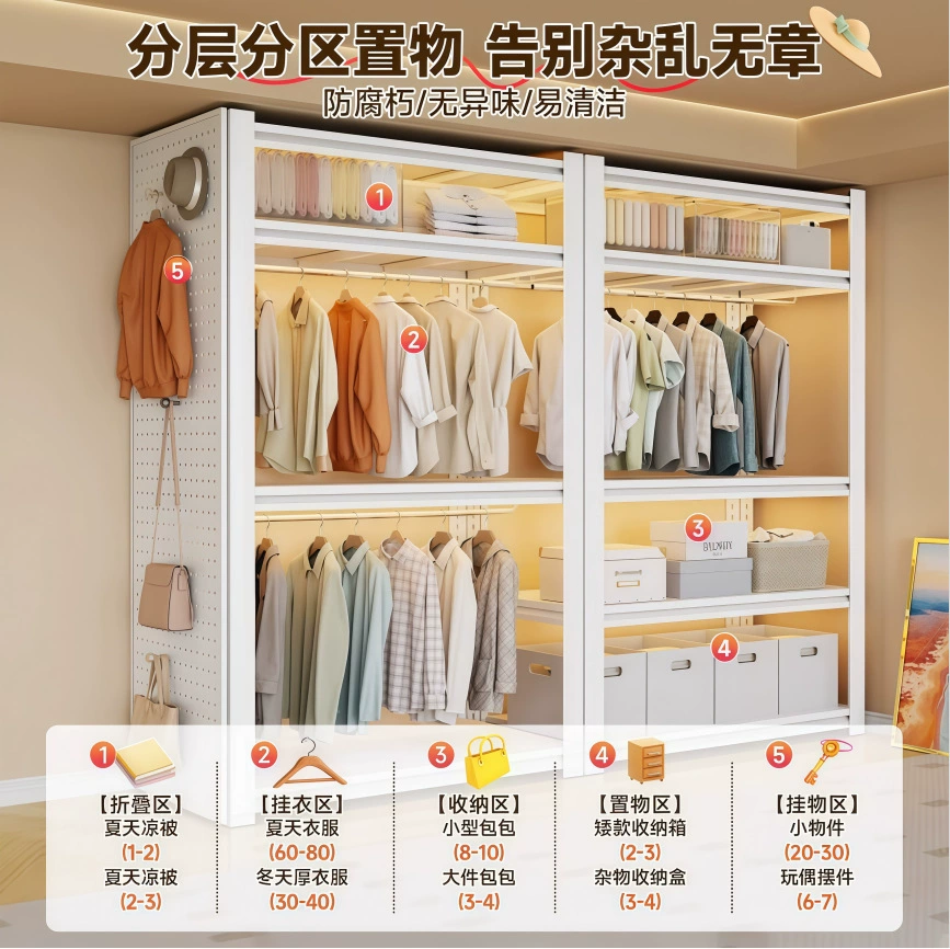 Wardrobe Shelf Rack Freestanding Hanger Steel from Yomiego