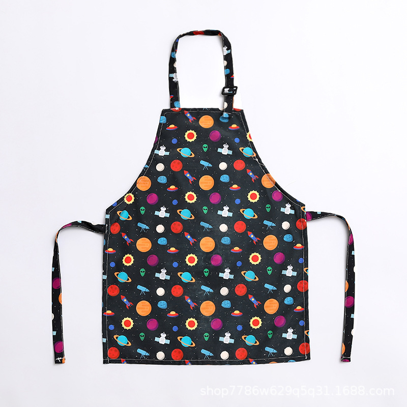 Delantal de impresión de alta gama de poliéster de algodón de poliéster delantal de lona bordado de transferencia térmica delantal de niños original al por mayor