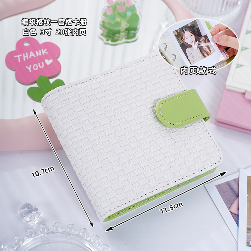 Nuevo álbum de tarjetas de cuadrícula de palacio de cuadros tejidos de estilo simple Álbum de fotos Polaroid de 3 pulgadas Álbum de almacenamiento de álbumes de ídolos