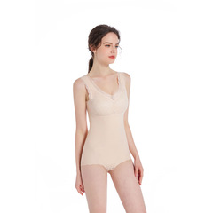 Summer One-Piece Shaping Body Suit Abdominal Compression Postpartum Recovery Shaping Waist Trainer Slimming Gathered Bra Pad Body Shaper Women 