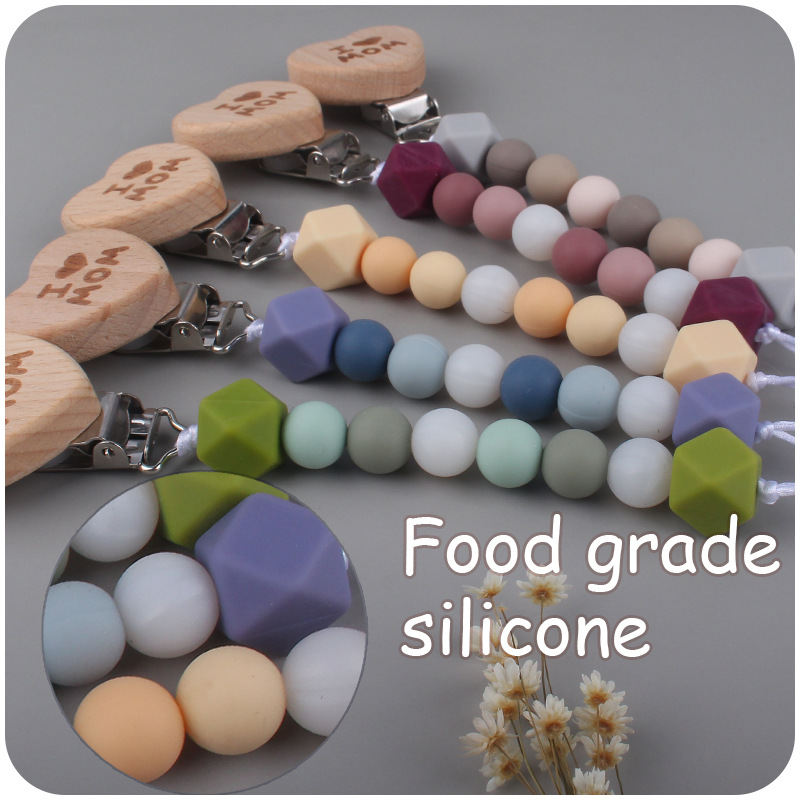 Suministros para bebés amor Haya clip calmante bebé cuentas de silicona mordedura pezón molar cadena anti-caída Amazon