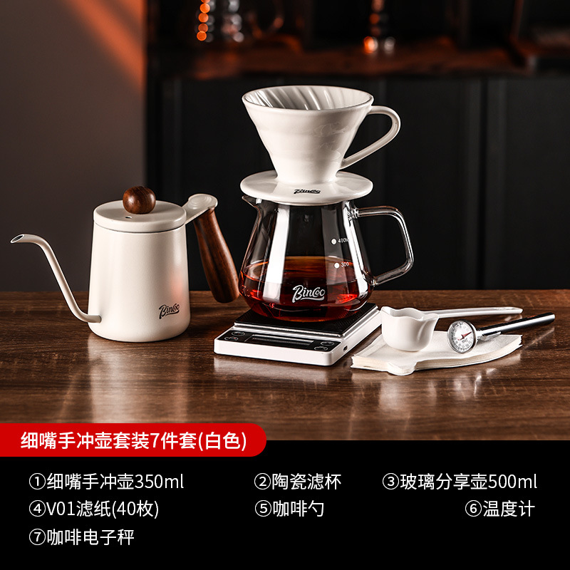 Bincoo hervidor de café de mano conjunto de utensilios de café filtro de café para compartir hervidor de café molino de mano taza de filtro V60