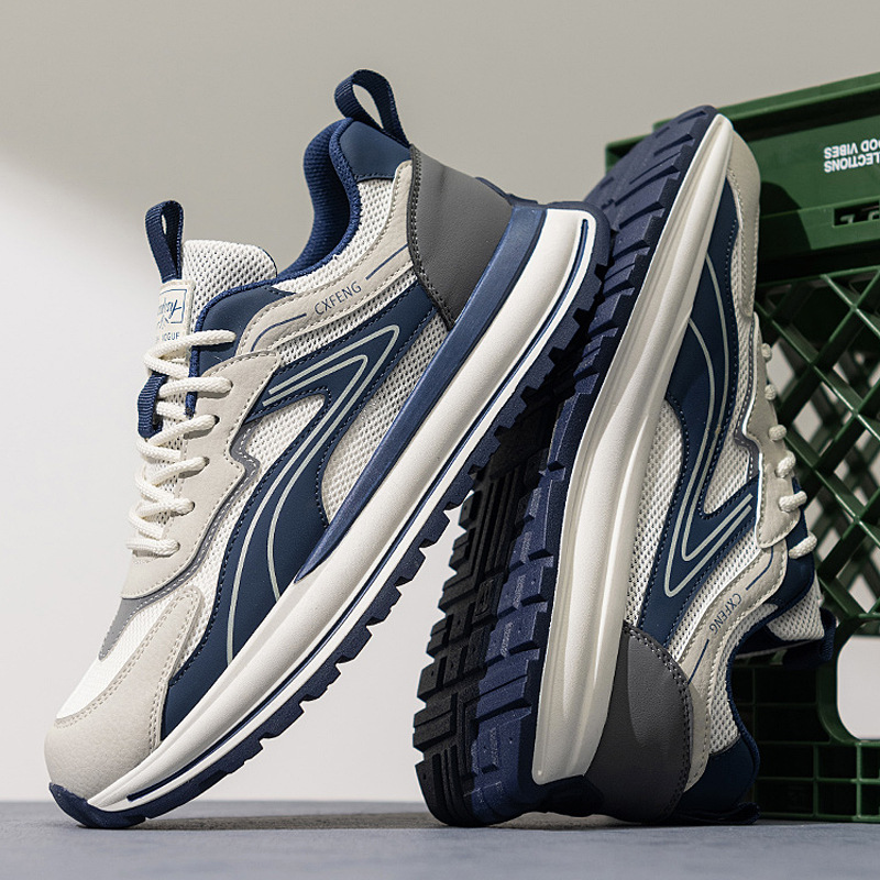 Primavera y verano 2025 para hombres, nueva malla, banda elástica fina, pies, tendencia deportiva, zapatos casuales bajos de todo fósforo para hombres