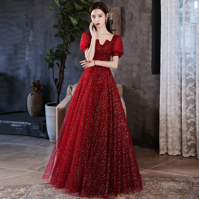 Toast Wear Bride 2025 New Banquet Red Wedding High-End Light Luxury Niche Engagement Evening Dress Women's Gauze Skirt Toast Wear Bride 2025 New Banquet Red Wedding High-End Light Luxury Niche Engagement Evening Dress Women's Gauze Skirt