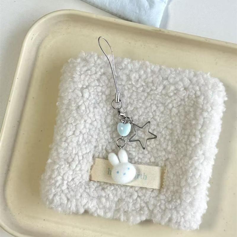 Cute flojo Miffy conejo cadena de teléfono móvil diy beaded chica bolso pericardial libro de tarjetas colgante llavero regalo amigo