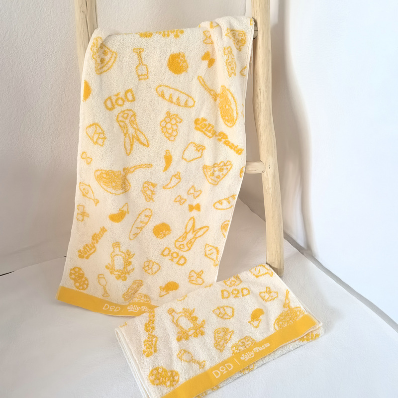Japanese home brand dod pure cotton yarn-dyed jacquard double-sided terry weak twist yarn thickened towel face towel wipe face towel