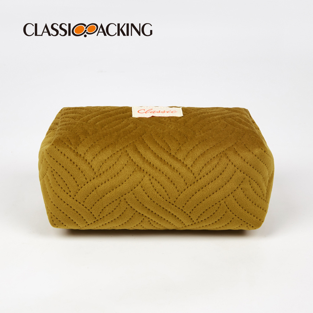 Bolsa de almacenamiento de cosméticos portátil coreano con logotipo impreso Bolsa de lavado de material de franela al por mayor de fábrica