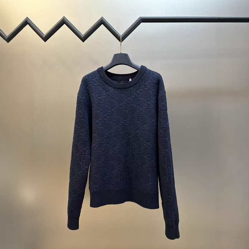 Foreign Trade Wholesale Micro-Business Navy Blue Jacquard Cotton Plain Weave Men's Crew Neck Sweater Men Sweater Foreign Trade Wholesale Micro-Business Navy Blue Jacquard Cotton Plain Weave Men's Crew Neck Sweater Men Sweater