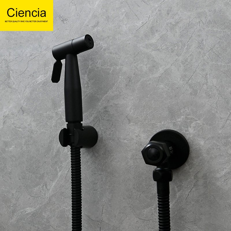 Black toilet, set, bidet