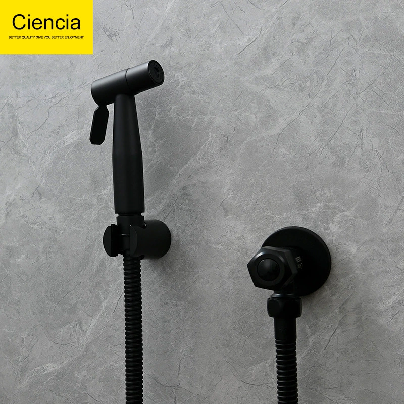 Black toilet, set, bidet