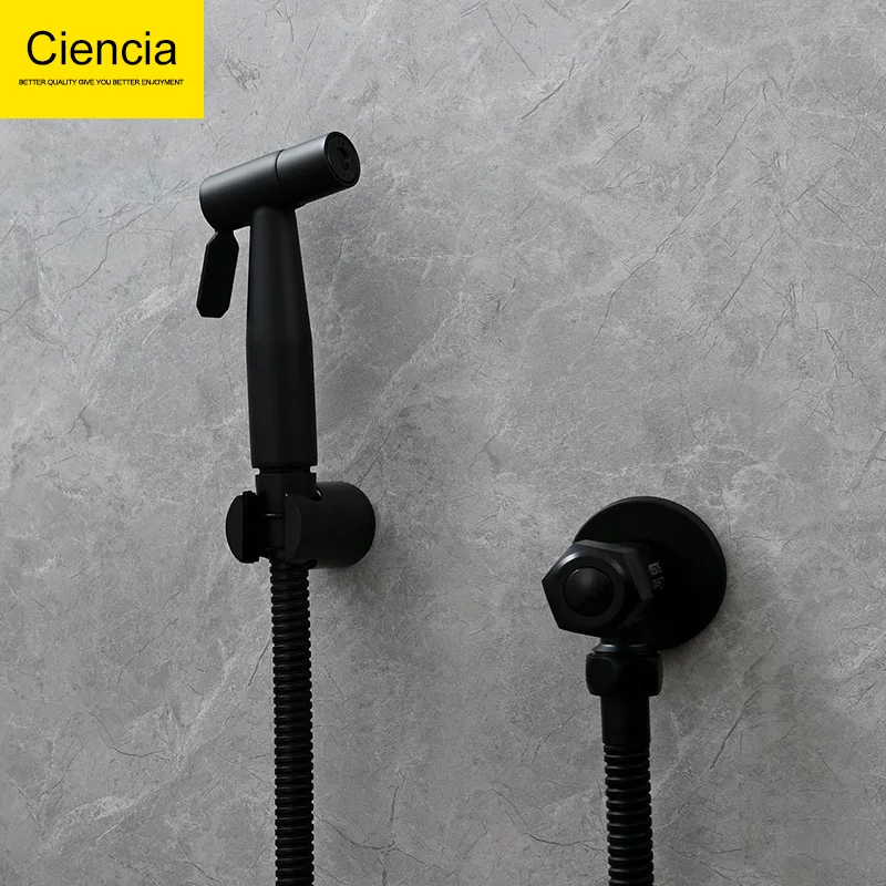 Black toilet, set, bidet