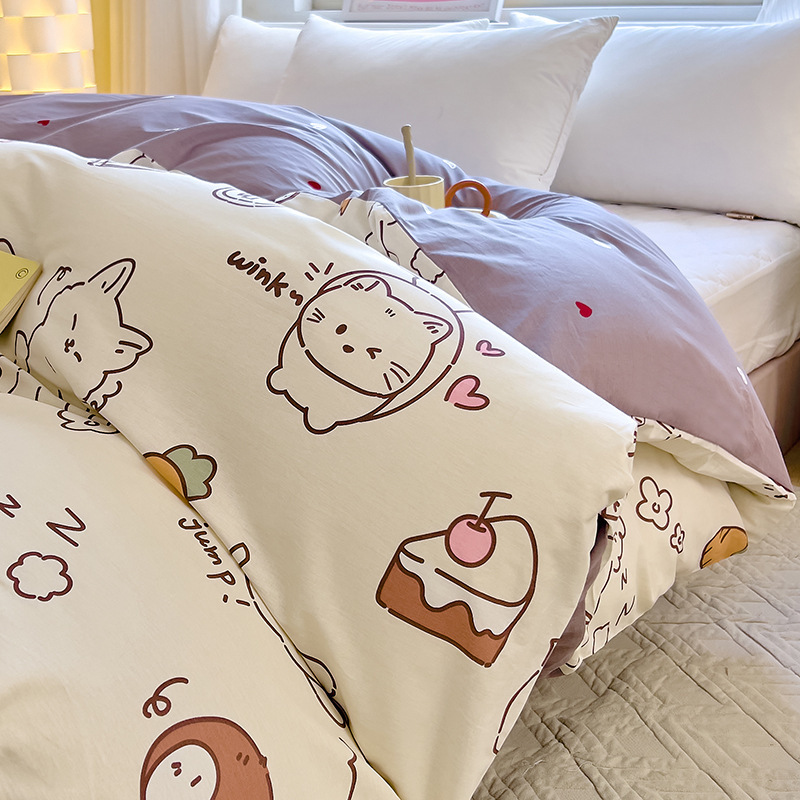 100% 純綿単品布団カバー純綿プリント単品セット学生寮幼稚園シングルツイン布団カバー代発|undefined