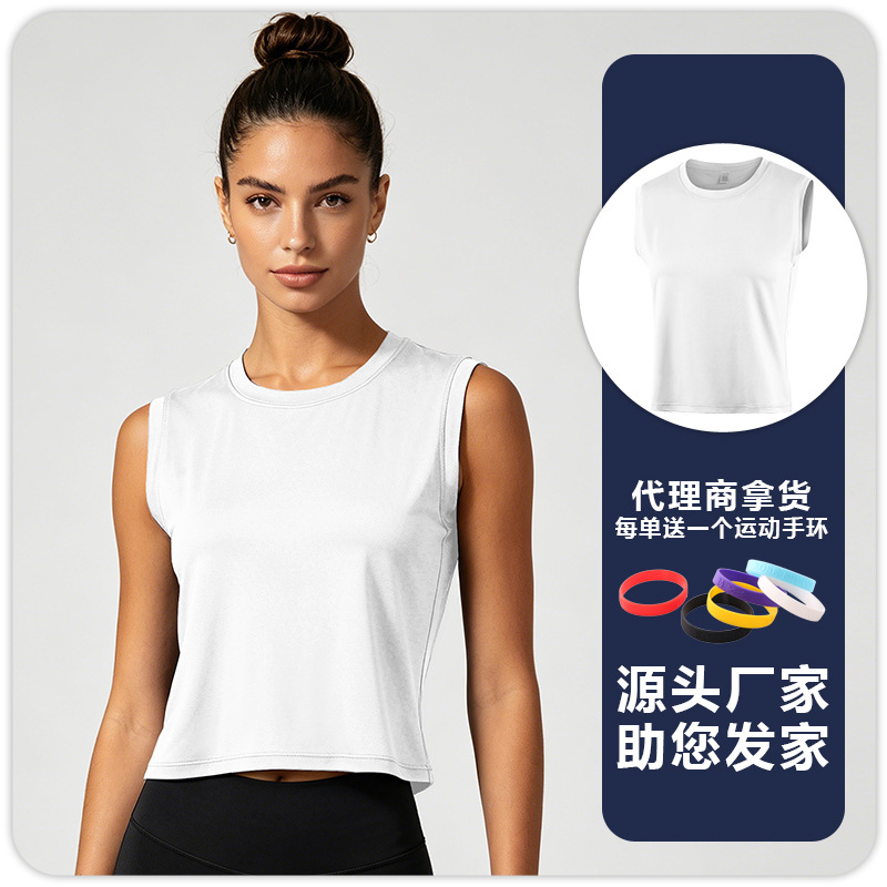 F8217 chaleco de yoga de mujer con deporte para correr succión de sudor transpirable sin mangas ajustado trajes de gimnasio de maratón