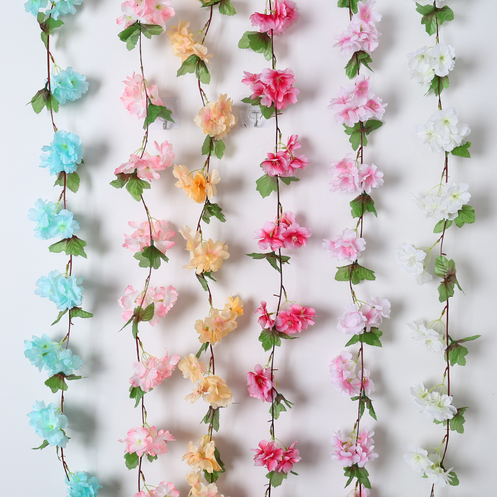 18 diadema hoja flor de cerezo ratán flor artificial boda hogar tubería techo barandilla decoración pétalos accesorios flor de seda