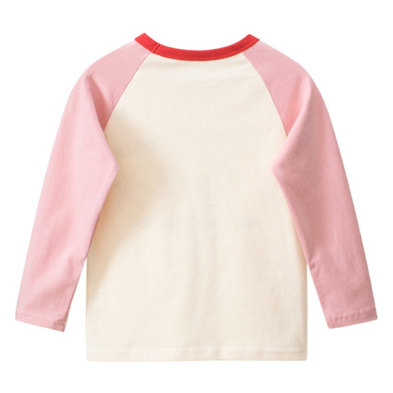 2023 otoño nuevo Oso de los niños manga raglán Camiseta de manga larga cuello redondo de las niñas estilo coreano ropa para niños entrega de una sola pieza