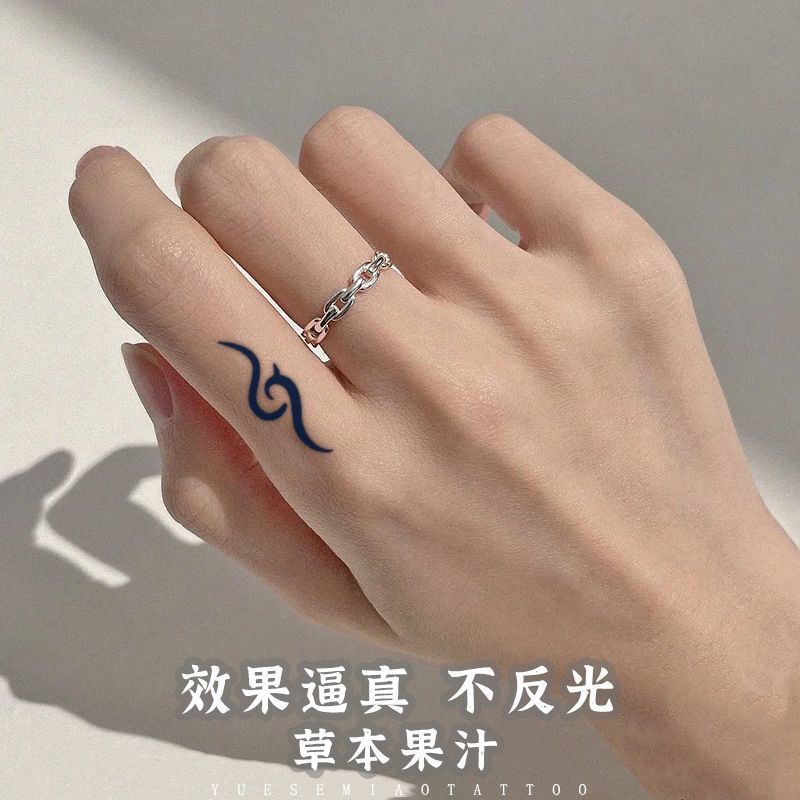 Flame Tattoo Finger Totem Male and Female Couple Herbal Juice Tattoo Sticker Semi-Permanent Long-Lasting Realistic Cross