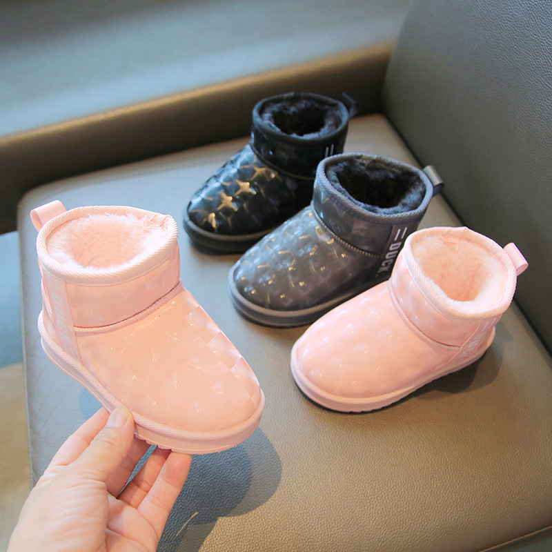 2025 Children's Winter Velvet Thickened Snow Boots Boys and Girls Warm Anti-Slip Thick Sole Waterproof Children's Cotton Shoes